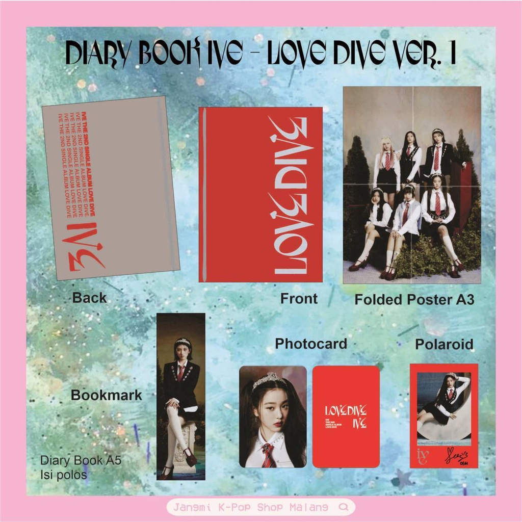 

Diary Book IVE - Love Dive | Notebook IVE Love Dive | Buku Diary IVE | Notebook K-POP | Fankit IVE | Fankit K-POP | IVE DIVE | KPOP