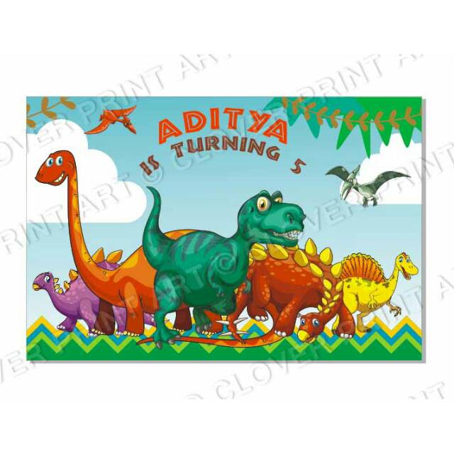 Backdrop Background Banner Ulang Tahun Anak Dinosaurus