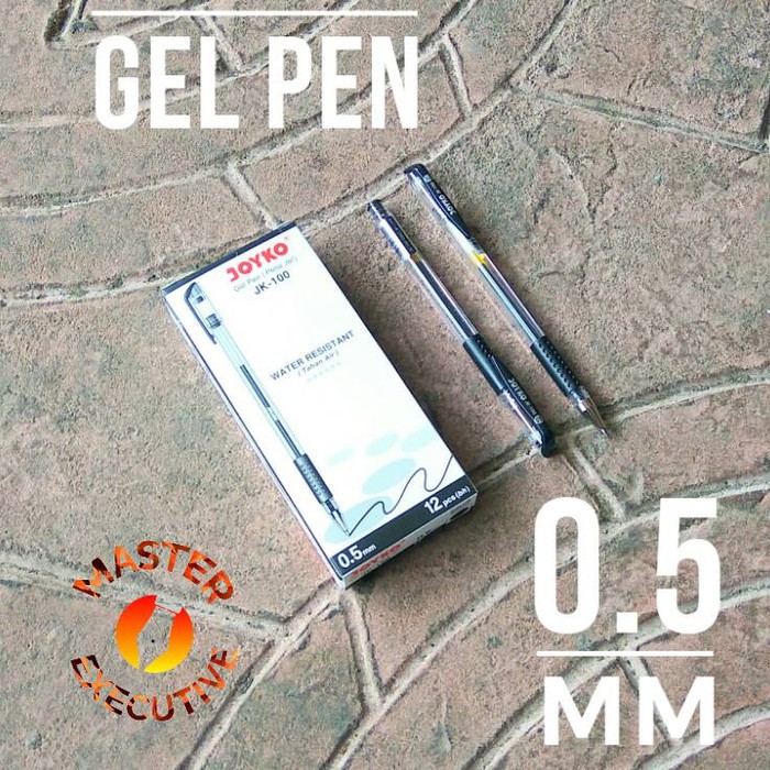 [Buah] Joyko JK-100 Gel Pen Hitam 0.5 mm / Pulpen Jel Pena Black