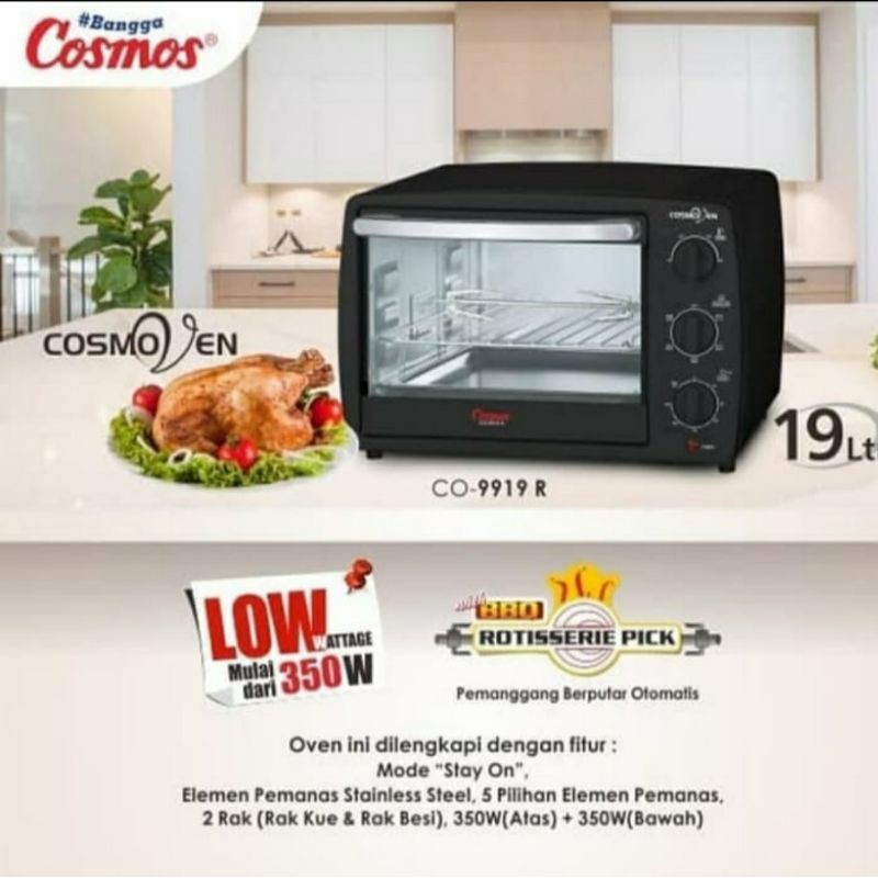 Oven Listrik Cosmos CO 9919 R 19 Liter Electric Oven Cosmos 19 Liter Cosmos CO-9919 R CO 9919 R