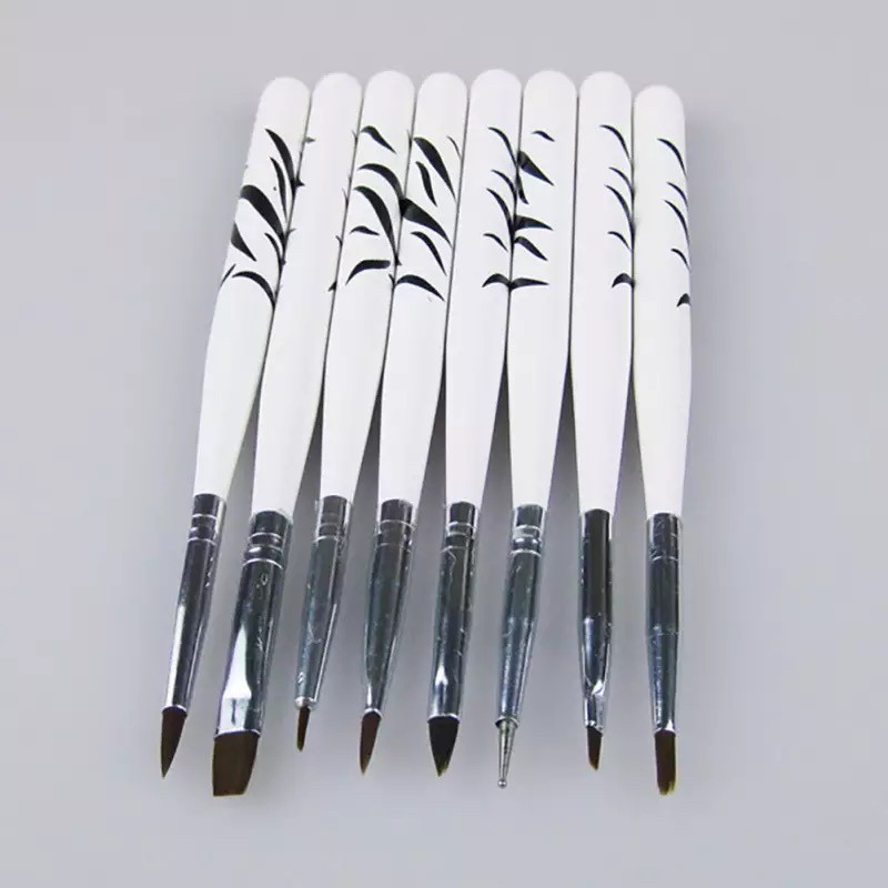 8pcs gel nailart LEOPARD brush kuas nail art 1 set painting liner set lukis brush 3d flower set