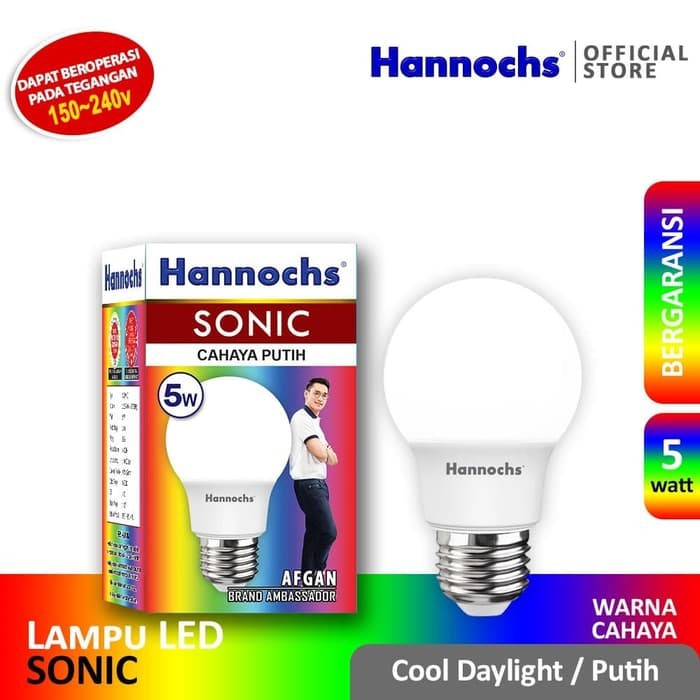 HANNOCHS SONIC 5 WATT - Bola Lampu LED E27 5 Watt - Garansi 1 Tahun