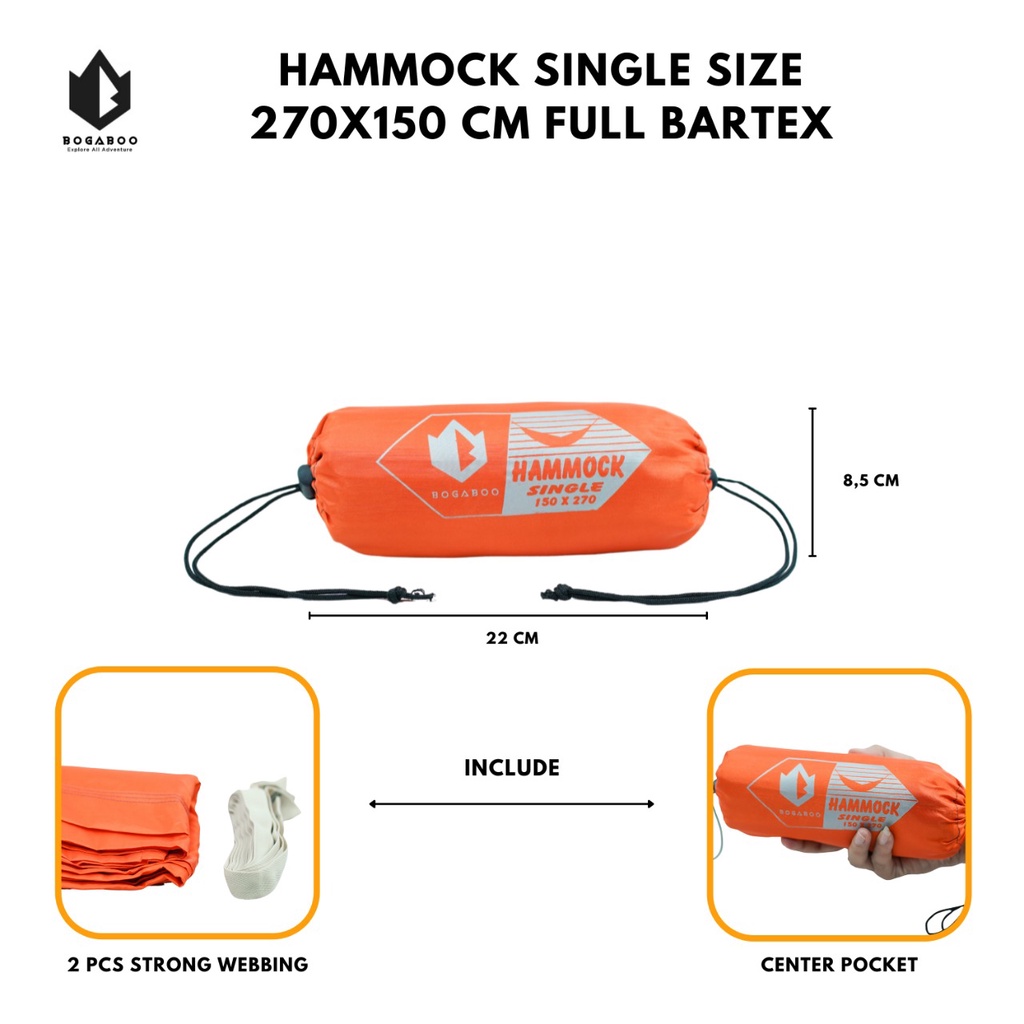 Hammock 270x150 cm Full Bartex - Ayunan Gantung Dewasa Besar