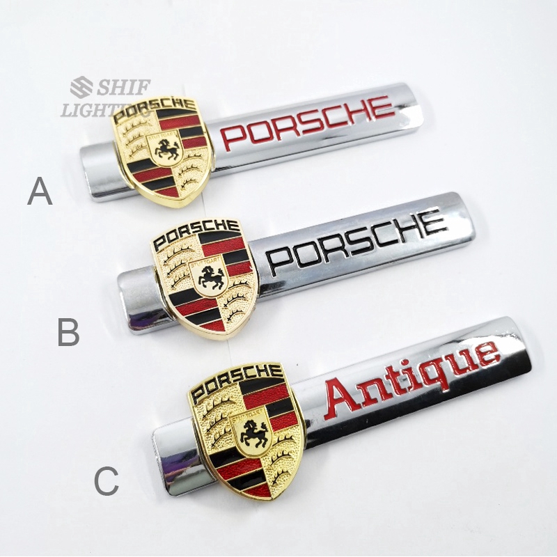 1pc Stiker Emblem Logo Kuda PORSCHE Antik Bahan Metal Warna Emas Untuk Dekorasi Mobil