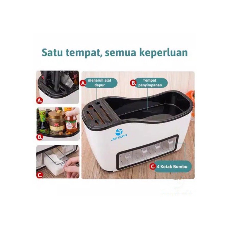 Rak bumbu dapur serbaguna 4 Laci Kotak Penyimpanan Serbaguna