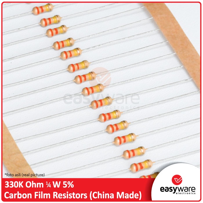 10 Pcs Resistor 330K Ohm 1/4W 5% Carbon Film Resistor 330K Axial 0.25 Watt