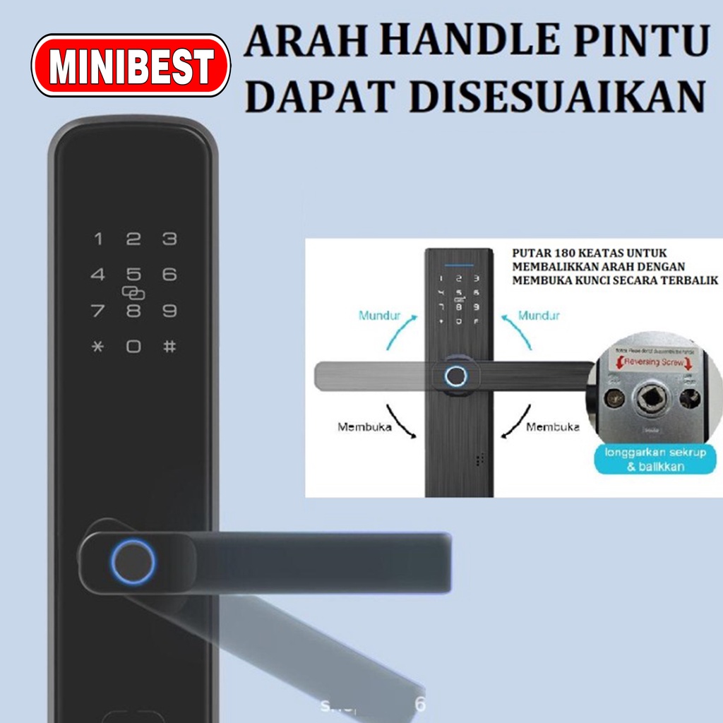 [MB] Handle kunci pintu elektronik Smart Door Lock Cerdas Sandi Sidik Jari