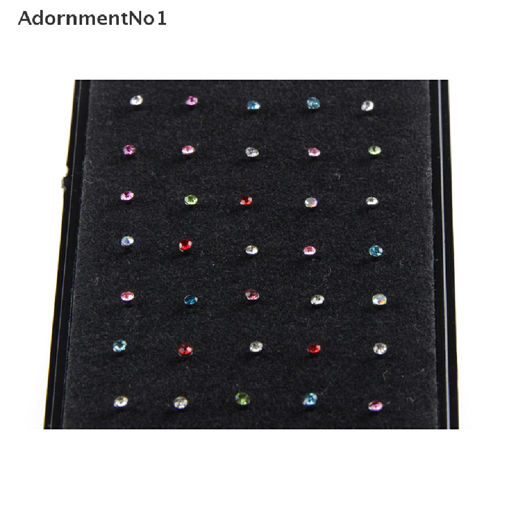 (AdornmentNo1) 60pcs / Set Cincin Tindik Hidung / Tubuh Bahan Stainless Steel Hias Kristal / Berlian Imitasi Untuk Wanita