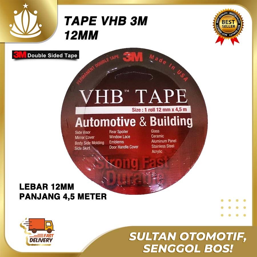 3M VHB Double Tape Doubletape Perekat VHB TAPE 3M ORIGINAL KECIL 12mm x 4.5m