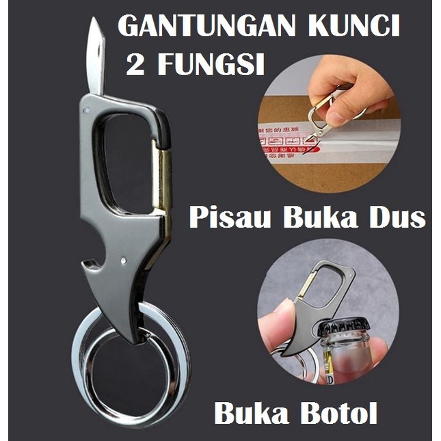 Gantungan KUNCI PISAU LIPAT MINI Pembuka Buka Botol dus kardus keychain key chain