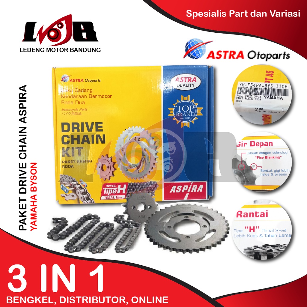 Aspira GearSet Byson Drive Chain Rantai Roda Gir Depan Gear Belakang Motor