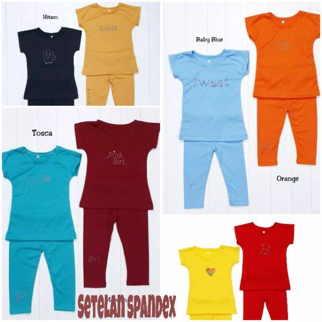 Baju setelan legging anak spandex  umur 1 - 5 tahun / Baju setelan murah / Spandex