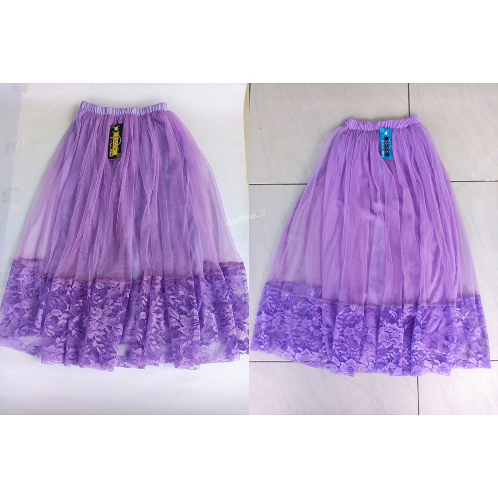 Rok Tutu Model Terbaru Renda Anak Brokat Bawah Motif Bunga Cantik Kekinian Panjang Umur 6 7 8 9 10 11 12 Tahun Ukuran M L Termurah Tile Warna Hitam  Biru Merah Kuning Ungu Lilac Coksu Impor Premium-7