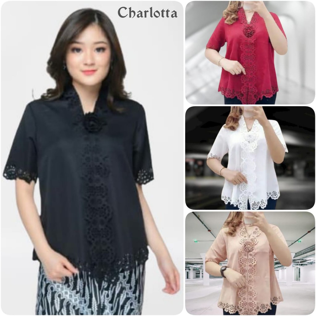 Kebaya Encim Modern Laser Terompet Charlotta Cut Good Quality