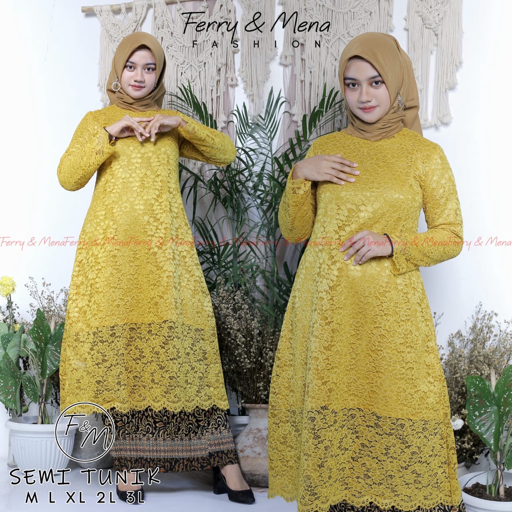 ADE&gt; SEMI TUNIK BRUKAT JUMBO / SET KEBAYA TUNIK BRUKAT MODERN / BAJU KEBAYA BRUKAT TUNIK / KEBAYA PESTA