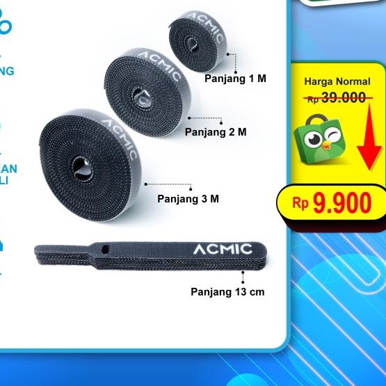 

✧ ACMIC VELCRO STRAP CABLE TIE ORGANIZER Pengikat Perekat Kabel Holder - 1 Meter ➾