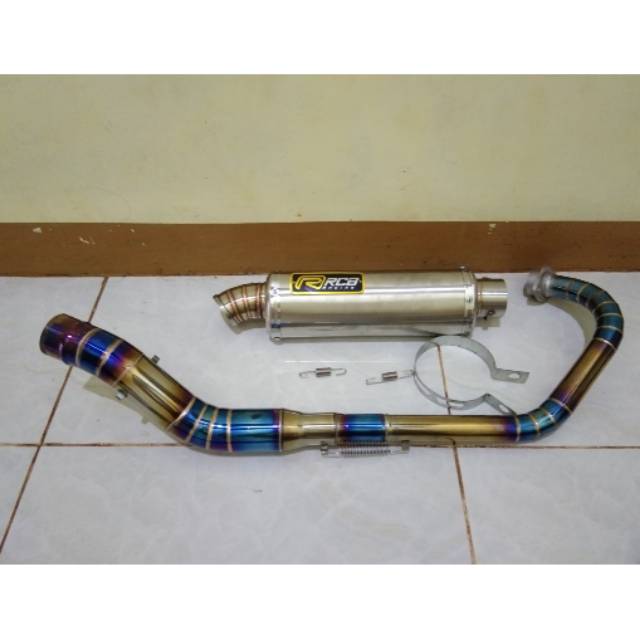 knalpot RCB OVAL.FU/VIXION.LEHER BLUE FULL LAS CACING