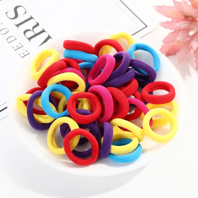 ♥SKY♥ Ikat Rambut Korea  28/100/1000Pcs Bag Elastis Warna Polos Gaya Korea-6