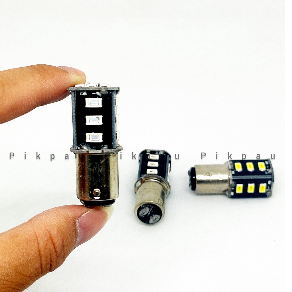 Lampu Stop Rem 2 mode diam dan berkedip stoprem  belakang stoplamp 18 mata biru merah dan putih motor mobil terang