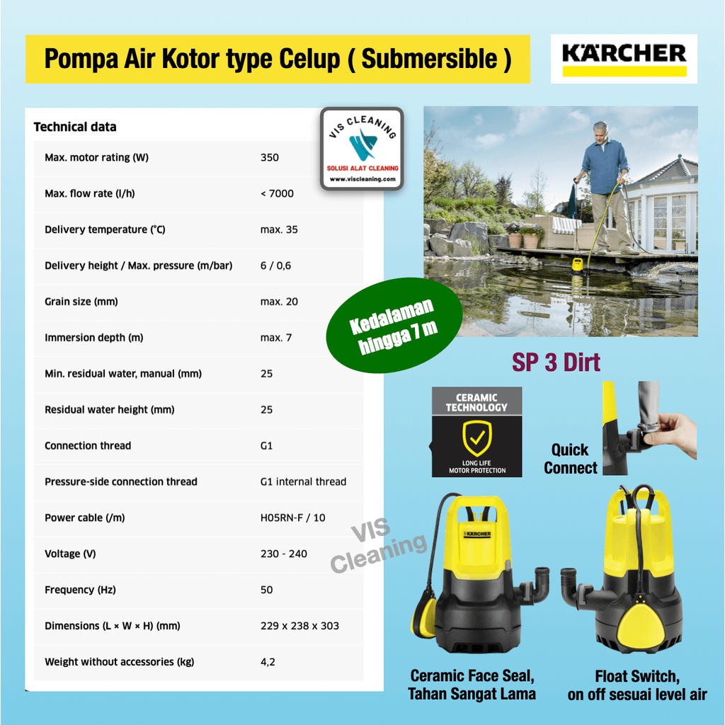 Pompa Air Kotor type Celup Karcher SP 3 Dirt (Submersible Pump)