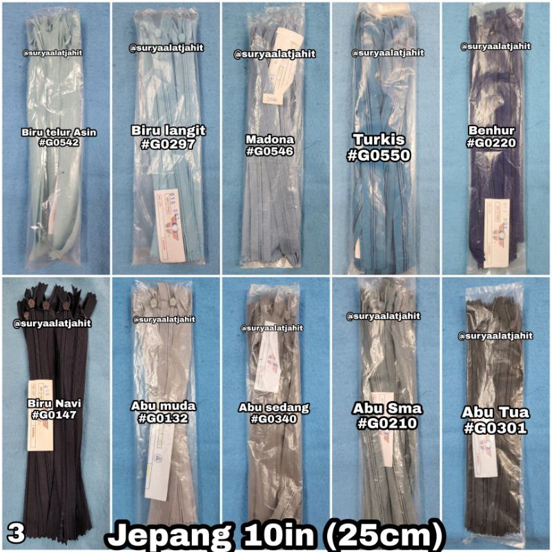 🅰️ Resleting jepang Lip 10in/25cm 1wrn@1lusin =rp.14.000/12pcs