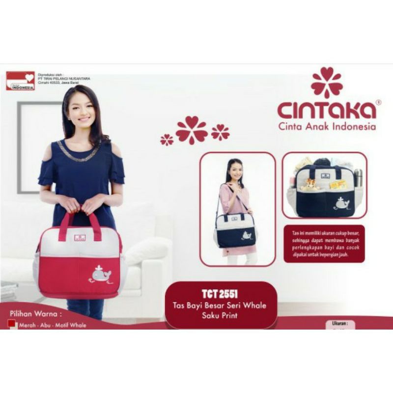 ☘️Bebikita☘️ Tas Bayi / Cintaka Tas Bayi Besar Saku Print Whale Series - TCT 2551