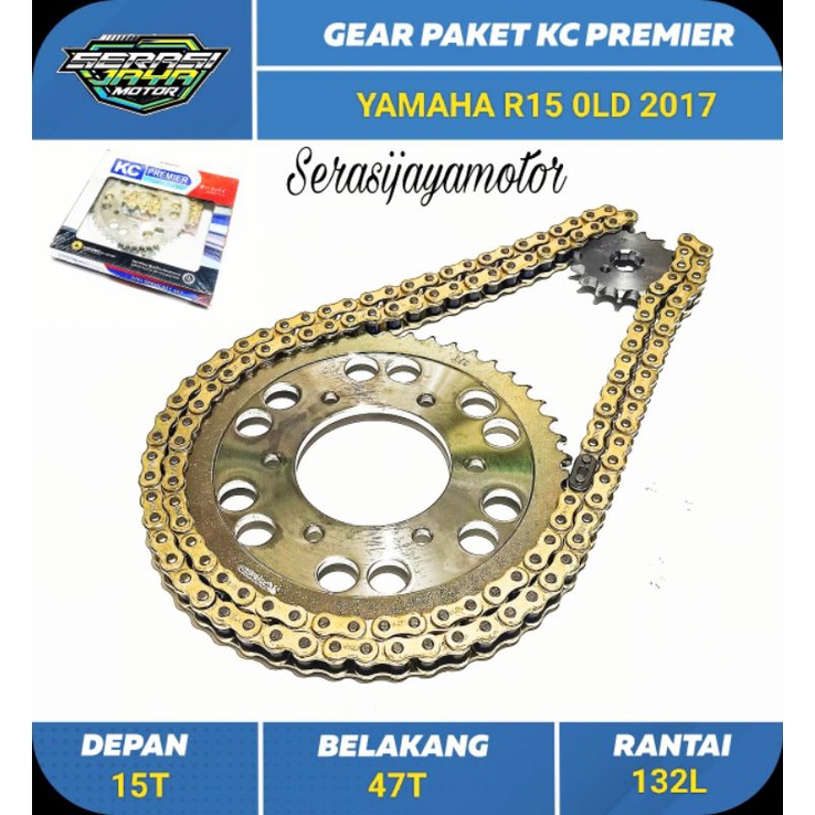 KCP GIR GEAR PAKET R15 2017 6Hole (428H/47T/15T/132L) / KC PREMIER GIR SET YAMAHA R15 2017/2018