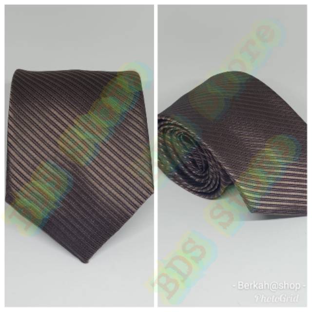 Dasi pria motif salur warna coklat 3 inchi