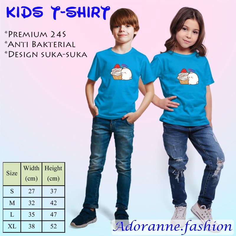 KIDS TSHIRT/KAOS KIDS/KAOS ANAK BERGAMBAR MOLANG CUPCAKE CEWE COWO