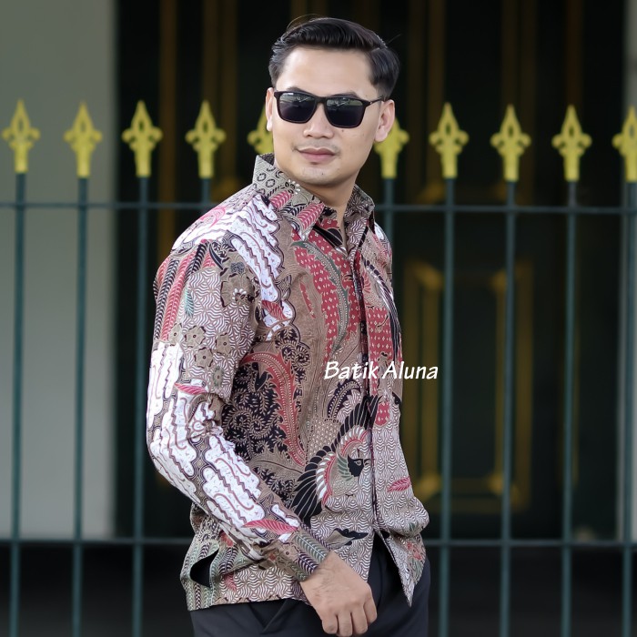 Kemeja Batik Pria Lengan Panjang Katun Furing Produksi Batik Aluna PCW 011