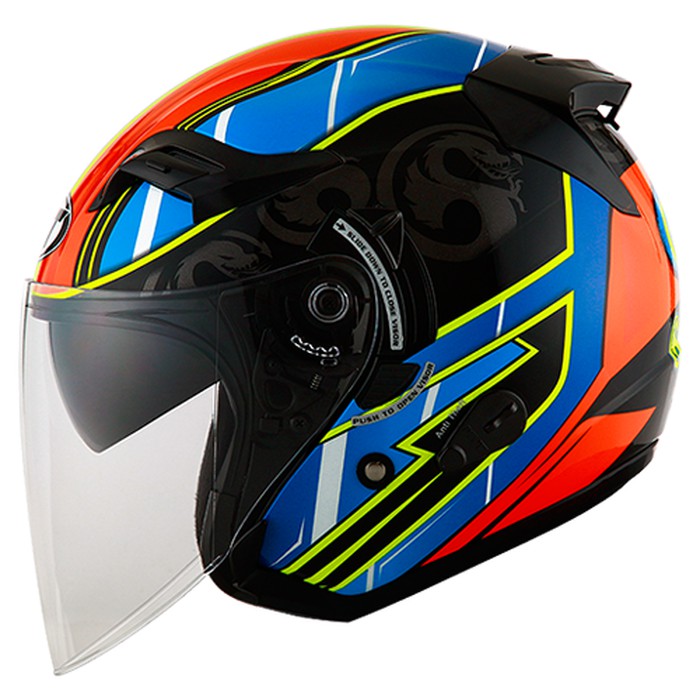 Helm KYT Venom Open Xavier Simeon Black Blue Half Face Visor
