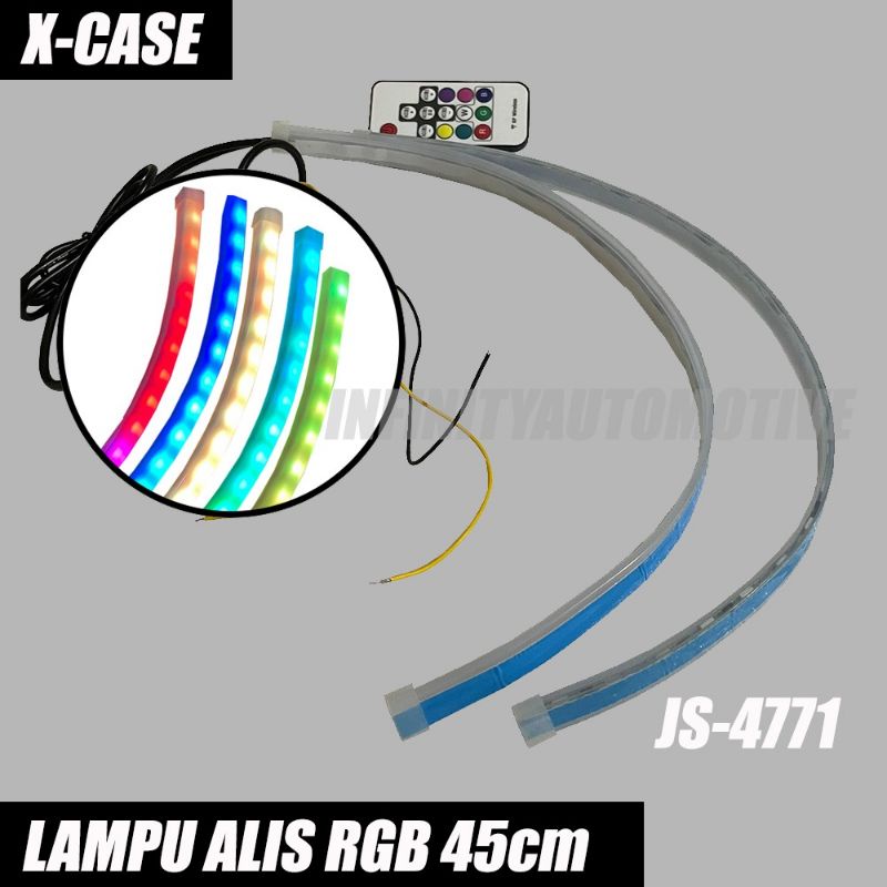 LAMPU ALIS PIPIH GEPENG RUNNING RGB 45CM REMOTE X-CASE JS 4771 UNIVERSAL MOBIL DAN MOTOR