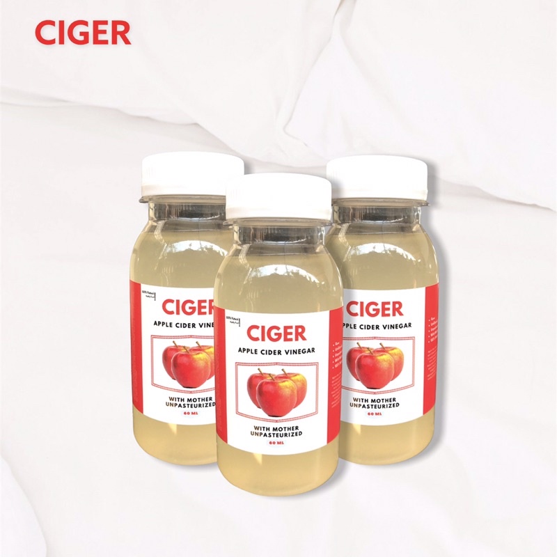 3 Botol Ciger Apple Cider Vinegar 60 ml Toner Cuka Apel Alami Organik Untuk Wajah Berminyak Original 100% Halal