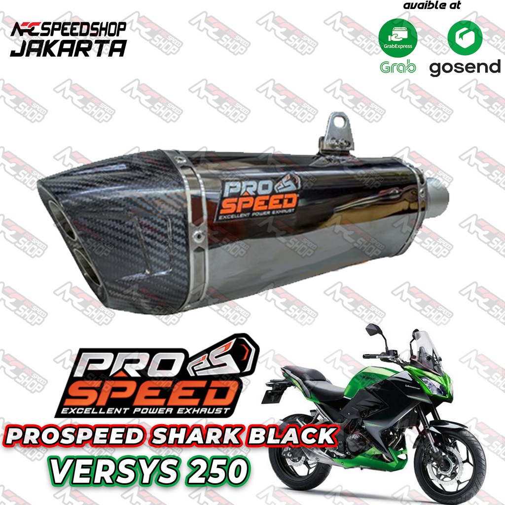 Knalpot Prospeed Shark Black New Kawasaki Versys 250 Prospeed Exhaust