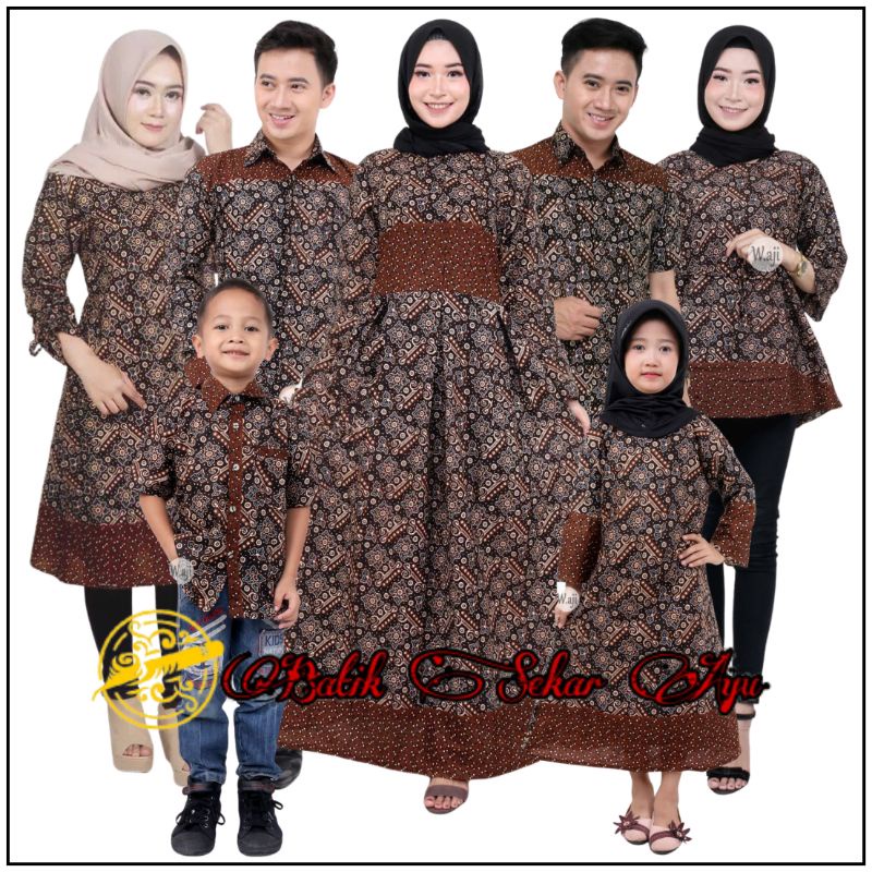 Toko Grosir Batik Couple Keluarga Sania Ruffle Ori Ndoro Jowi Dnt Motif Mataram Sogan BreEz6Sw3dmBr6