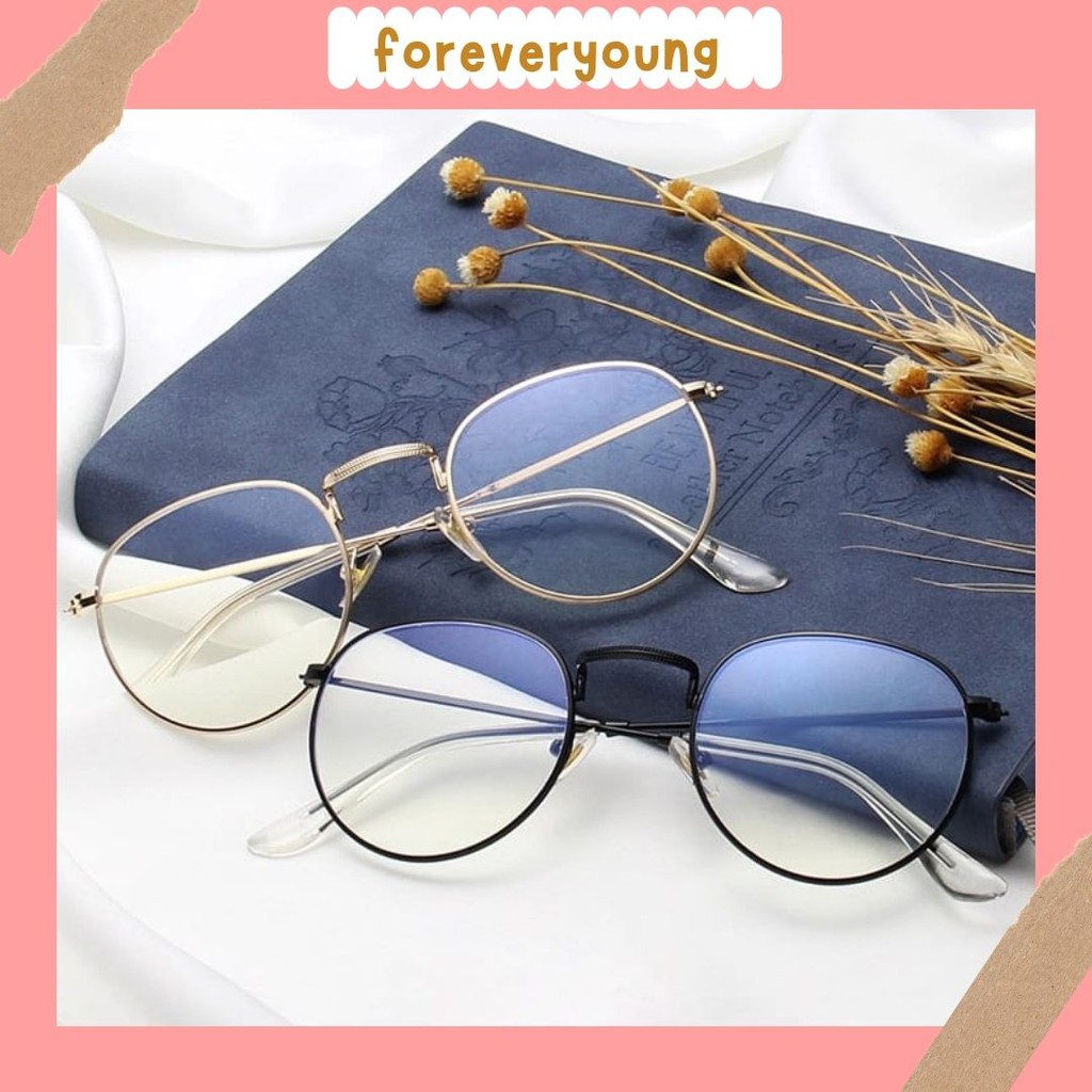 ( Fy ) COD termurah Kacamata Baca Frame Anti Radiasi import Metal Gaya Retro Pria / Wanita import