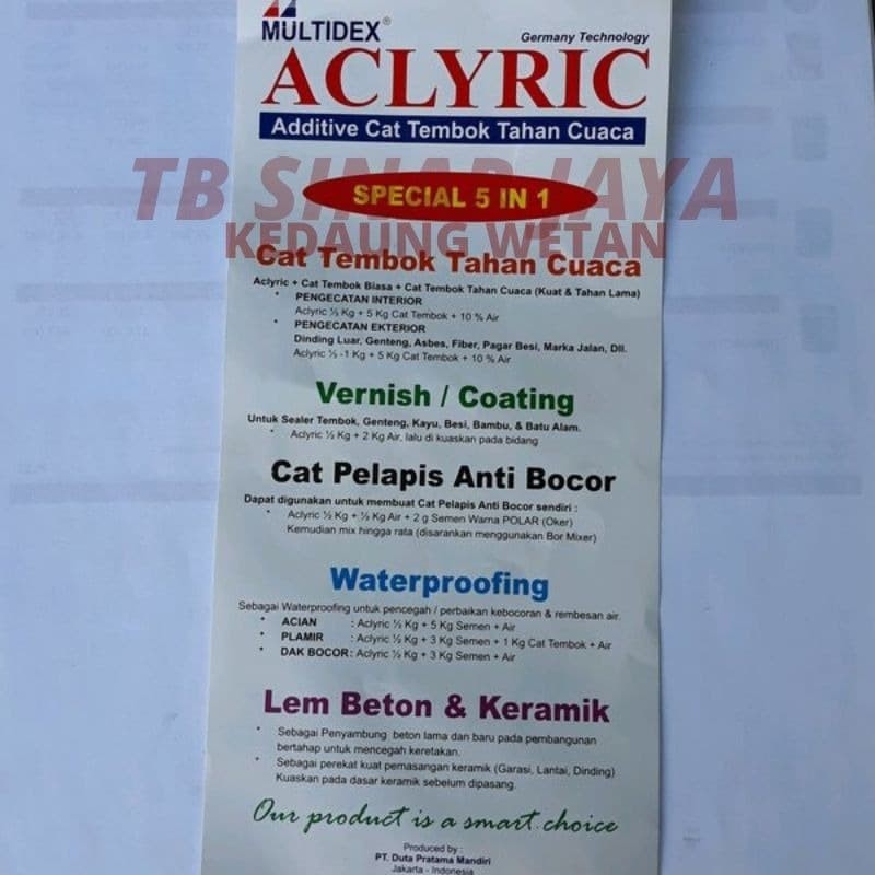 Multidex Aclyric 500gr Cat Tembok Tahan Cuaca Anti Bocor Waterprofing