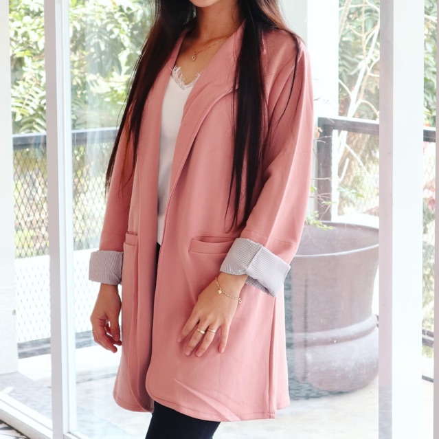 Blazer Pink Edition ( Realpict blazer korea office casual ootd best seller )