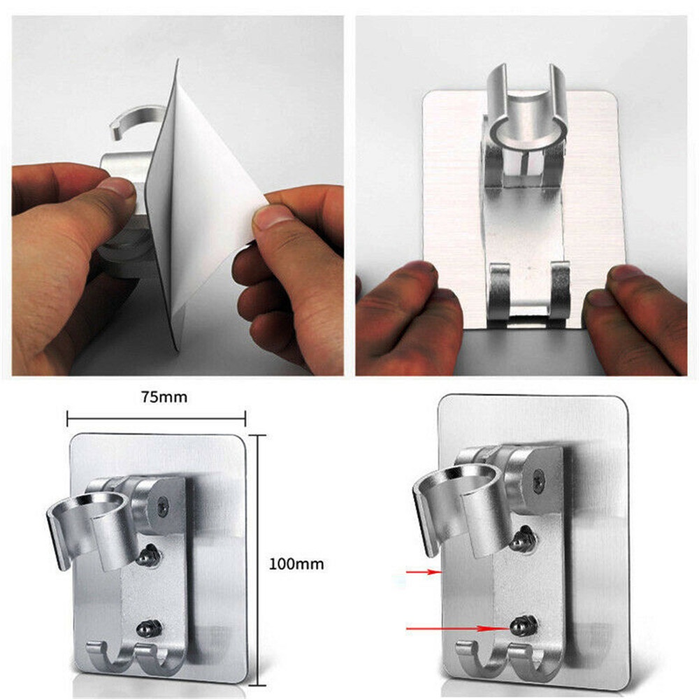 【COD Tangding】Universal Aluminum Shower Bracket Head Holder Chrome Bathroom Wall Mount Adjustable Bracket Stand