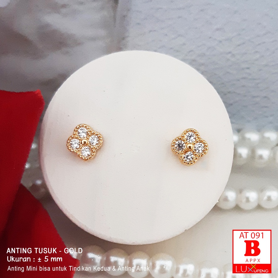 AT 091 Anting Tusuk Kecil Tindik Lubang di Pinggiran Telinga Perhiasan Lapis Emas Imitasi Permata Zirkon Aksesoris Wanita Korea Model Terbaru Anting Funky Anting Unisex Laki Perempuan Piercing Luxx Xuping