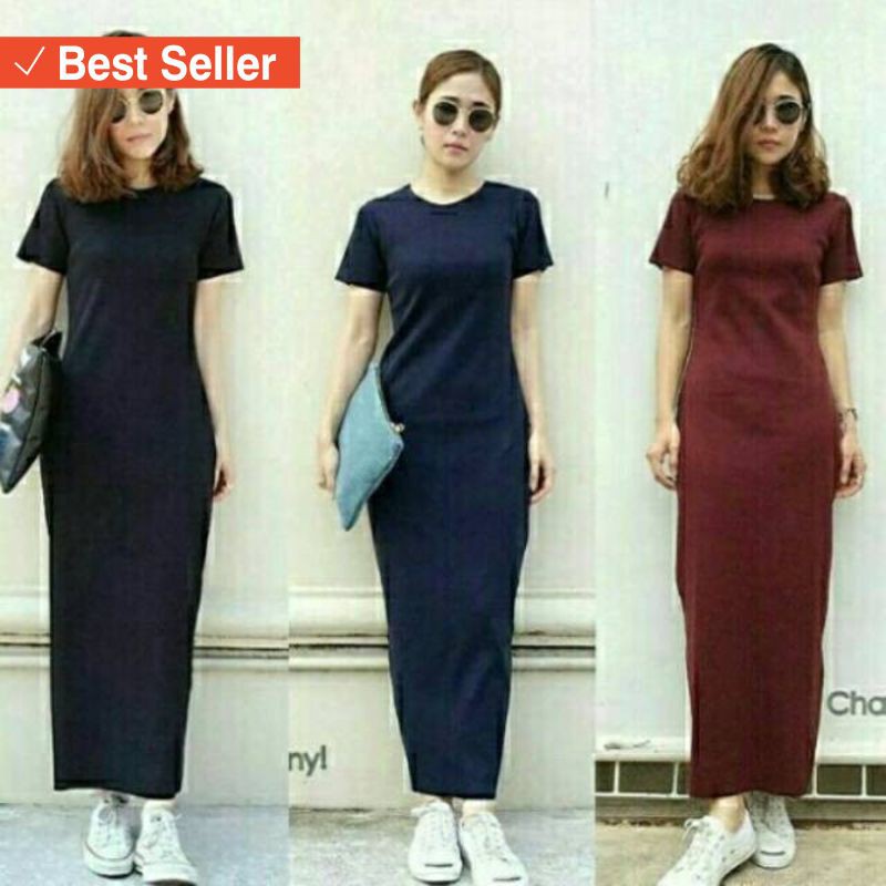 DRESS MAXI MURAH WANITA CANTIK MUSLIMAH / IA-    AFI - EC - Elsa Plain Maxi
