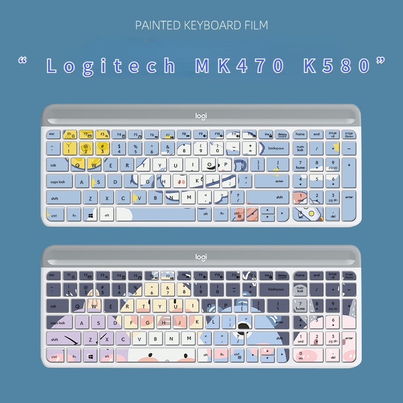 Film Pelindung Keyboard Wireless Bluetooth Motif Kartun Bunga Untuk Logitech MK470 K580