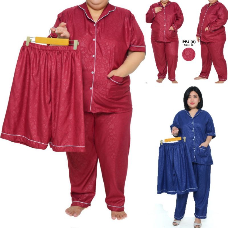 Baju Tidur JUMBO Piyama katun embos Ld 116cm / Pakaian Wanita