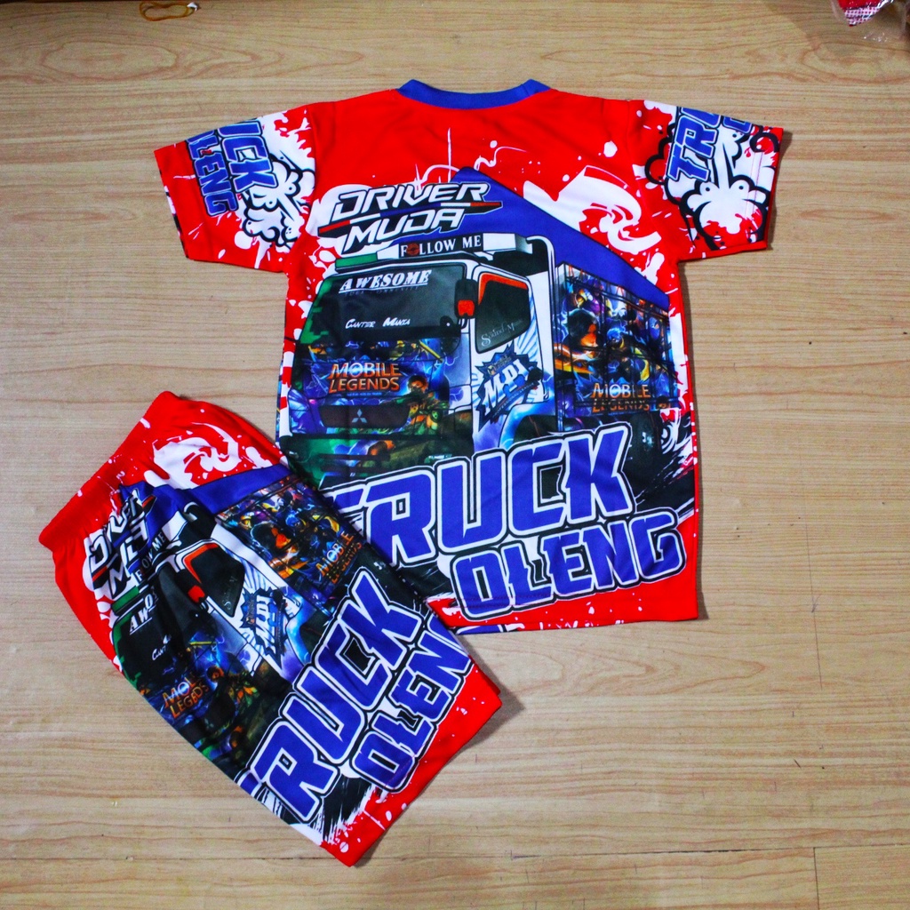 Stelan truck oleng bahan jersey/baju truck oleng size 4-20