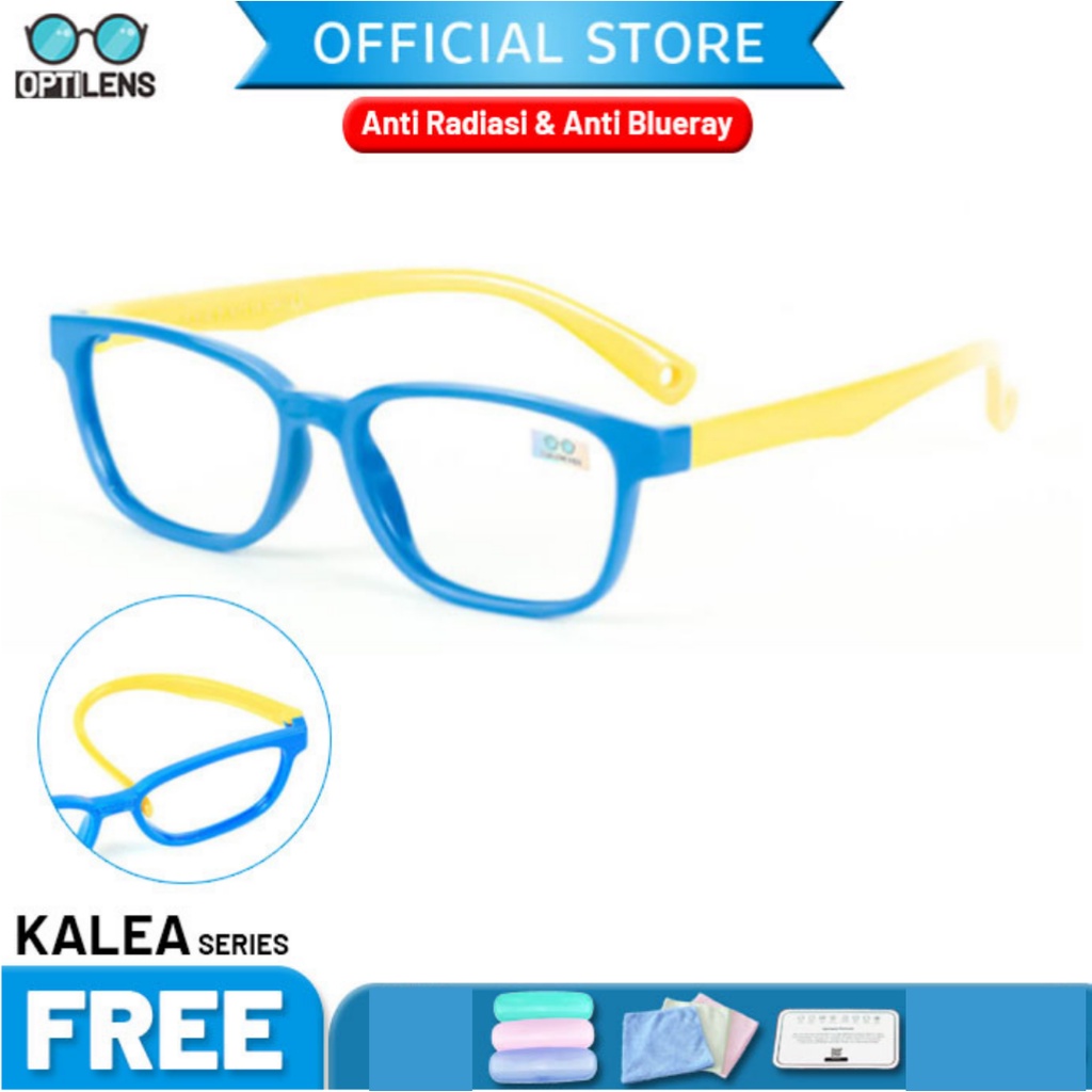 Optilens - Aluna Series Kacamata Anak Anti Radiasi Hp Komputer Antiradiasi Frame Elastis-Kalea Yellow Legs