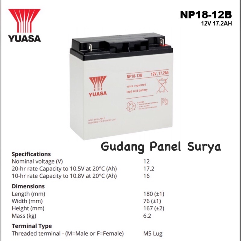 Battery Batt aki accu kering ups YUASA 12V 17,2AH yuasa 12v 17.2ah
