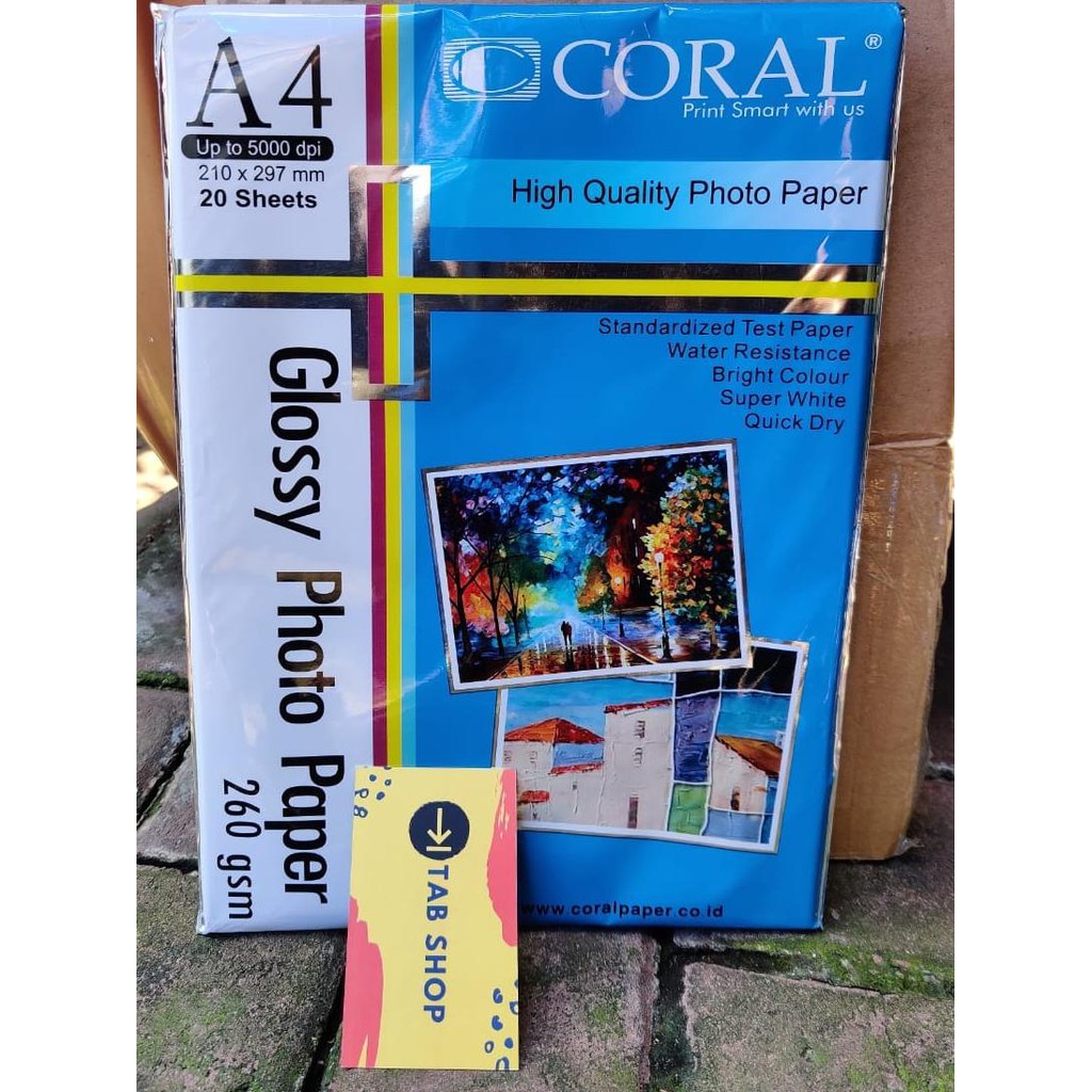 

Terbaik! CORAL GLOSSY PHOTO PAPER 260 GSM 20 SHEETS A4 ☑