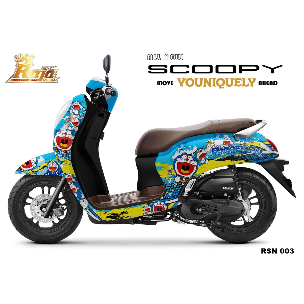 Decal Sticker Scoopy 2021 Disain Doraemon Code 003