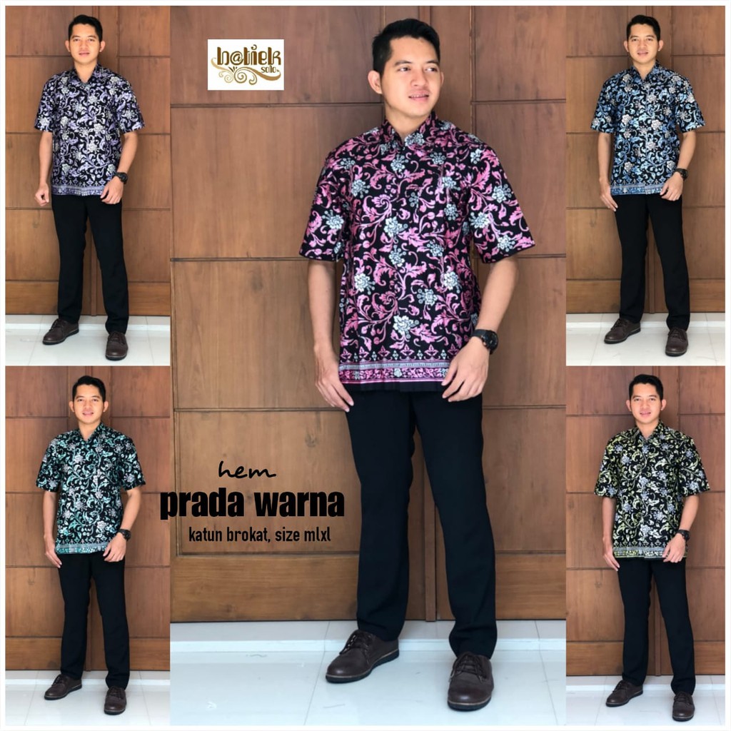 Zola_Batik Kemeja Batik Pria Lengan pendek Prada Warna Lavender