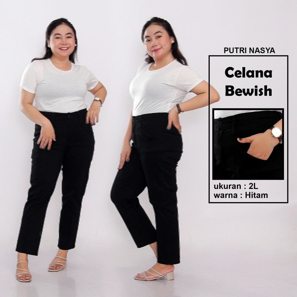 Celana Kerja Super Jumbo XXL, 4L, 5L, 6L 8L Big Size Chino Stret Army Navy Cream Moca Capucino Hitam / Celana Kantor Big Size Wanita / Celana Kerja Wanita Jumbo / Celana Karet Kekinian / Celana Bahan Formal Model Terbaru / Celana Katun Karet Super Big